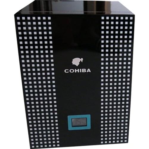 COHIBA Humidor Case High Glossy Finish Spanish Cedar Wood Behike Cigar Cabinet Humidor Storage Box W/ Hygrometer Humidifier