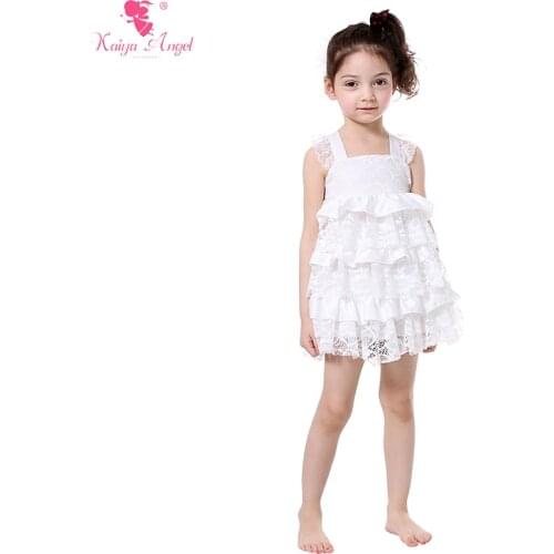 Costume For Kids 2017 Spring Summer Girls Clothes Lace Satin White Dress 3 Ruffles Party Dresses Girls Princess Dress Kids Dress