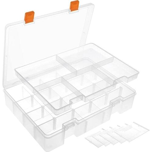 2-Layer Plastic Storage Box with Adjustable Partitions,23 Grid Storage Boxes,for Office Supplies, Beaded Crafts