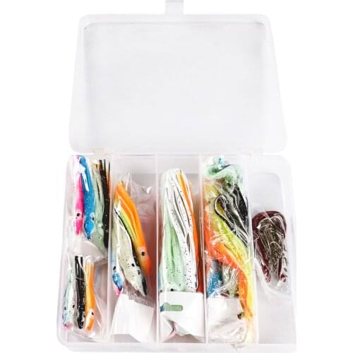 Octopus Lures Set 25 pcs Fishing Soft Lures Octopus lure 5pcs Hooks Fishing Tackle Artificial Baits with Plastic Box