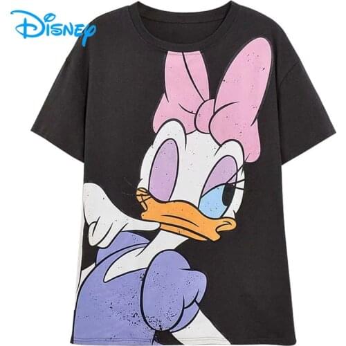 Disney Women T Shirt Cute Donald Daisy Duck O-Neck Short Sleeve Summer Casual Cartoon Tshirt Tee Lady Girls Female Femmes Tops