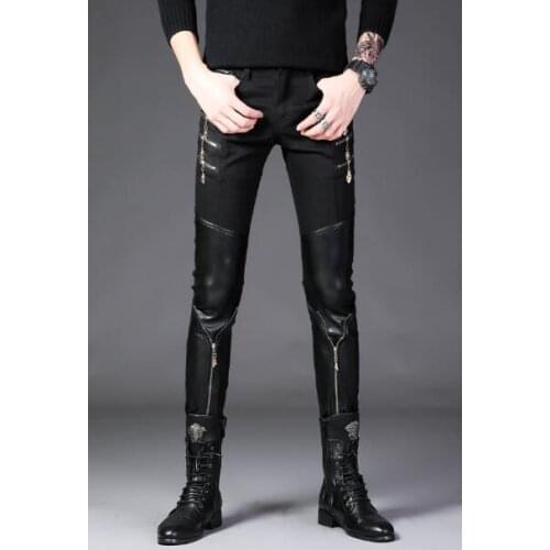 Hot Side Pockets Pencil Pants Mens Hip Hop Patchwork Cargo Ripped Sweatpants Joggers Trousers Male Fashion Full Length Pants