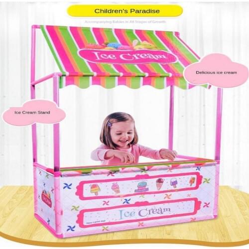 Ice Cream Playhouse Tent Store Kids Business Cart Learning Toy for Boys & Girls