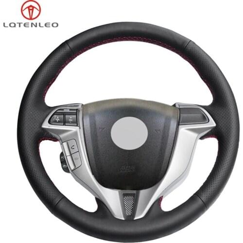 LQTENLEO Black Genuine Leather Car Steering Wheel Cover For Honda Accord 8 Coupe Accord Crosstour 2008-2012 Odyssey 2010-2014