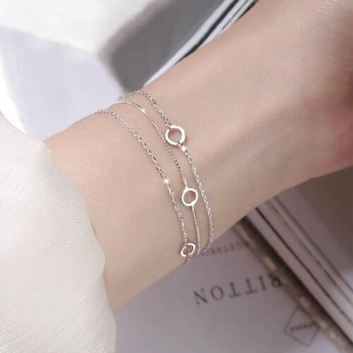 925 Sterling Silver Multi-layer Circle Charm Bracelet&Bangle For Women Elegant Party Jewelry Pulseras sl339