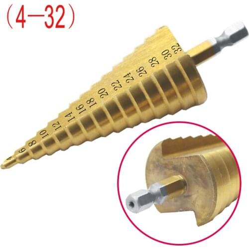 4-32mm HSS Steel Titanium Step Drill Bit Set Drill For Metal Cone Hand Tool Step Cone Cutt Woodworking
