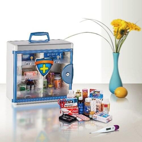 Wall hanging travel suitcase medicine box aluminum alloy PC home medical portable toolbox first aid kit large capacity with lock