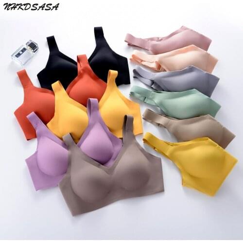 NHKDSASA Womens Support Wire Free Bra Comfort Sexy Push Up Bra Minimizer Candy Color One Piece Seamless Full Coverage Bralette