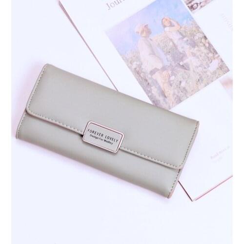 New Womens Purse Fashion PU Long Tri-fold Bag Large Capacity Multi-card Female Money Clip Woman PU Leather Wallets