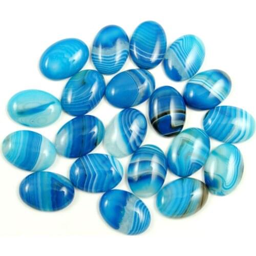 Natural Stone blue Striped Onyx Oval Shape Cabochons CAB 25*18MM Good Quality Bead Jewelry Making Ring Earring accessories 30PC