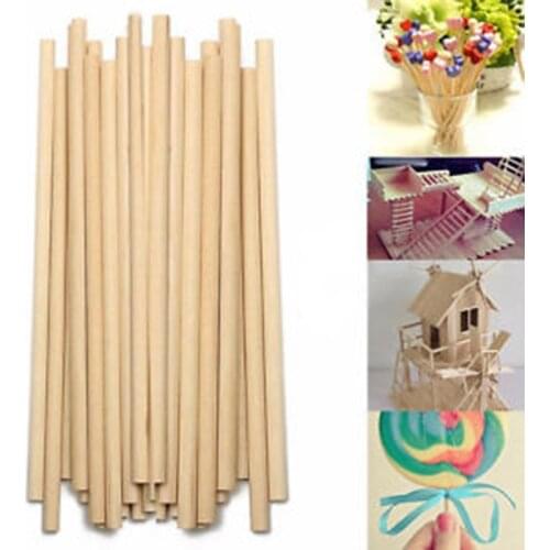 50Pcs Round Wooden Lollipop Lolly Sticks Cake Dowel Educational Toys Premium Durabl Building Model Woodworking Craft DIY Tools