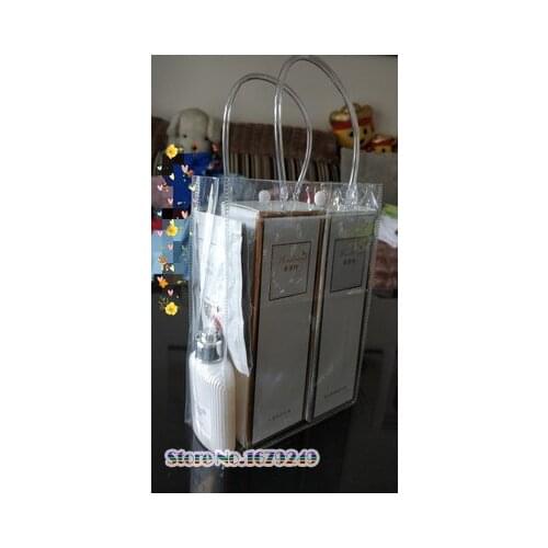 Wholesale20x28x10cm Clear display bags small, Transparent gift plastic bag Mini PVC bags handle cosmetic bag pack