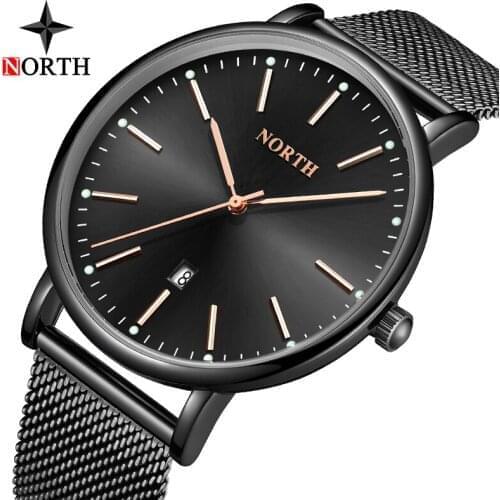 Luxury Brand Men Watches NORTH Fashion Business Sport Quartz Steel Mesh Watches Men Casual Waterproof Watches Relogio Masculino
