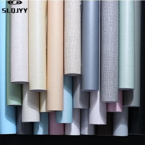 Burlap silk solid color wallpaper self-adhesive bedroom living room wall stickers simple modern dormitory furniture renovation