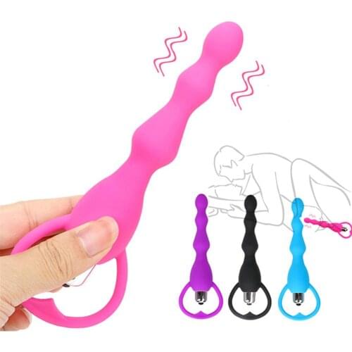 Silicone Long Pull Beads Vibrator Anal Plug Massage Women Masturbation Product Silicone sex toys for women