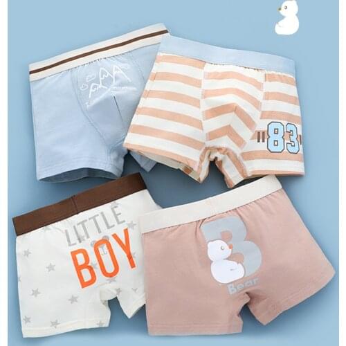 New Kids Underwear for Boys Cute Bear Toddler Short Boxers Cartoon Car Panties Pack Summer Children Teenage Underpants 4Pcs/lot