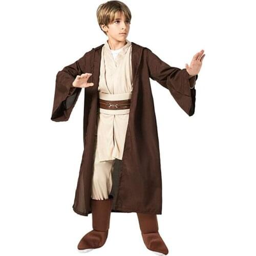 High quality Jedi Warrior Full Set Cosplay Costume Obi Wan Kenobi Costume Tunic For Children Kids