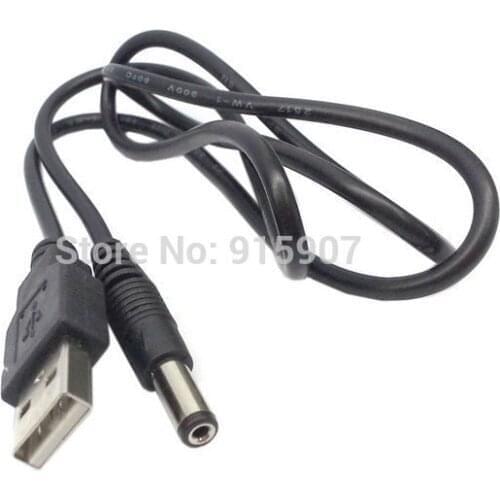 Xiwai Cablecc 80cm DC 5V USB 2.0 A Type Male To 5.5 x 2.1mm DC Power Plug Barrel Connector Adpter Cable Black Color