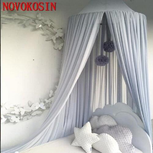 Custom Children Chiffon Lightweight Breathable Baby Bed Curtain Solid Color Dream Hung Dome Net Tent Simple Rede De Mosquitos