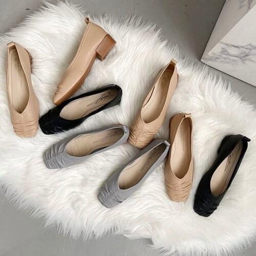 Bailamos Women Flats Shoes Slip On Low Heel Ballet Shoes square Toe Shallow Brand Loafer Ladies Elegant Work Shoes Mujer