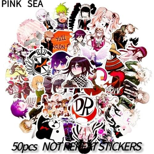 10/30/50Pcs/set Game Danganronpa Anime Stickers Metal Decal Sticker For Laptop Skateboard Phone Car Book Desk DIY Toy Sticker