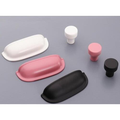 2.5" Colorful Cup Bin Shell Pull Dresser Pulls Drawer Knobs Handles White Pink Black Kitchen Cabinet Handle Cupboard Hardware