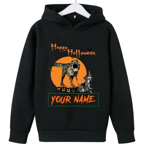 2021 Baby Kids Boy Girl Clothes Hooded Dinosaur Cartoon Hoodie Childrens Pullover Tops Autumn Custom Name Winter Hoodies Coat