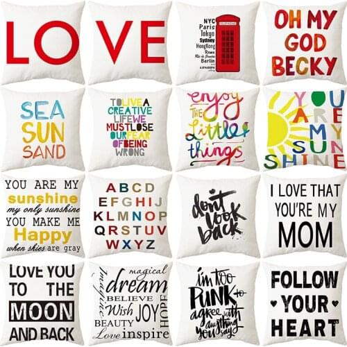 45x45cm Nordic Letters Love Quotation Cover Pillow Case Pillow Cover Sofa Chair Follow Your Heart Pillow Case Home Decoration