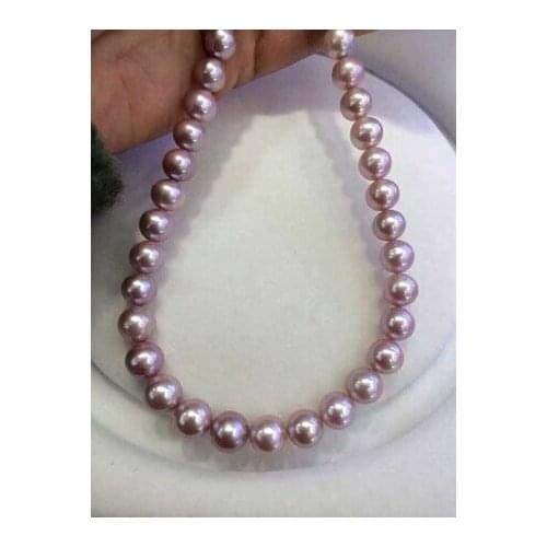 9-10mm natural south seas purple pearl necklace