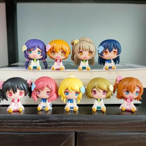 9pcs/set Q Version Love Live! Anime Figure 5cm Action Figure Doll School Idol Diary Collocation Model Toys for Children Decor