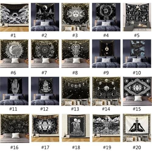 Large Tapestry White Black Sun Moon Skull Tapestries Wall Hanging Celestial Hippie Carpet Rugs Dorm Decor