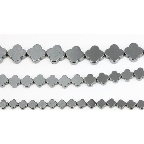 3~13mm Natural Stone Black Hematite Four Clover Loose Beads for Womens Jewelry Making DIY Necklace Bracelet Accessories 15