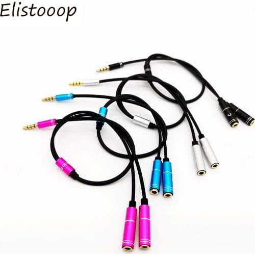 Elistooop 3.5mm Jack Headphone+Mic Audio Splitter Gold-Plated Aux Extension Adapter Cable Cord for Computer PC Microphone