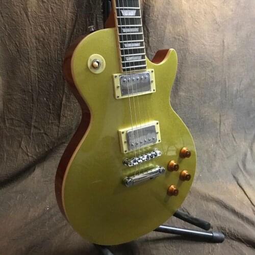 Hot Sale Goldtop LP Electric Guitar Free Shipping Mahogany Body Chrome Hardware Cream Binding