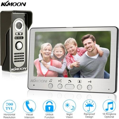 KKmoon 7” Wired Video Door Phone System Visual Intercom Doorbell Panel 800x480 Indoor Monitor + 700TVL Outdoor Camera for Home
