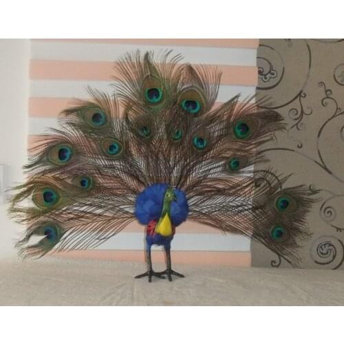 Beautiful simulation peacock toy lovely polyethylene & furs handicraft peacock doll gift about 50x42cm 0805
