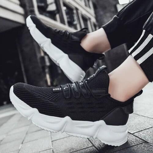 Sports Shoes Mens Breathable Casual Mesh Shoes Summer Comfort Increase Lace-Up Non-Slip Low-Top Running Shoes