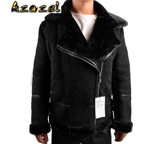 Automotive Designer Winter Mens Shearling Fur Jacket Velvet Warm Imported Leather Overcoats For Man Clothing Plus Size 3XL A316