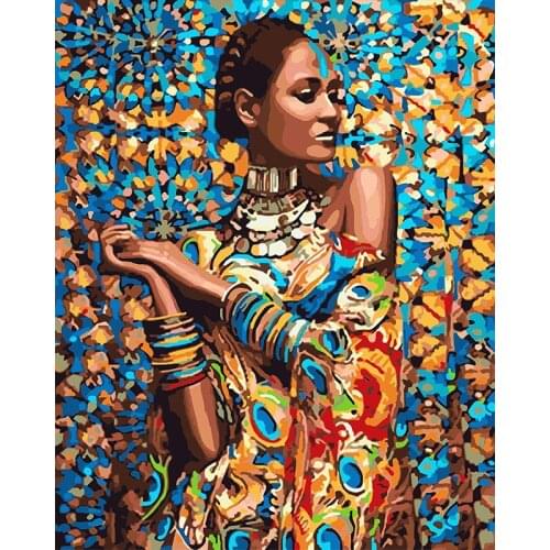 Paint By Number Canvas Painting Kits Handpainted Gift DIY Frame African Women Coloring By Numbers Home Decoration