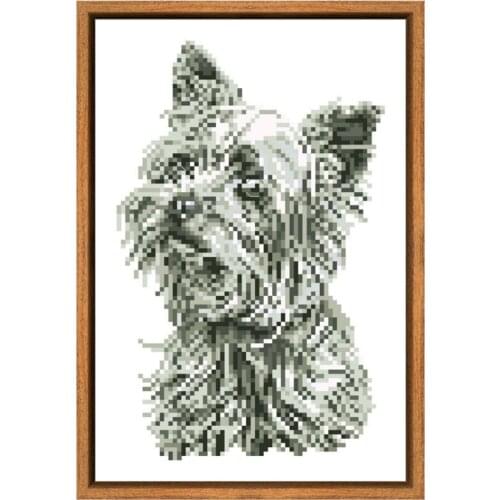 Little dog cross stitch kits animal pattern 18ct 14ct 11ct white fabric cotton thread DIY embroidery kit for beginners