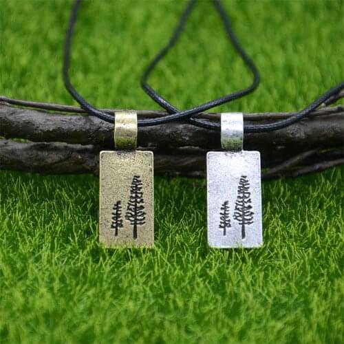 Nostalgia Pine Tree Necklace Rectangle Pendant Camping Jewelry Outdoor Nature Gifts For Campers
