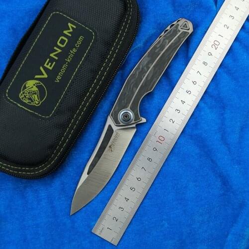 VENOM Kestrel New M390 Steel Outdoor Folding Pocket Knives EDC Tool Titanium Carbon Fiber Handle for Gift Collections