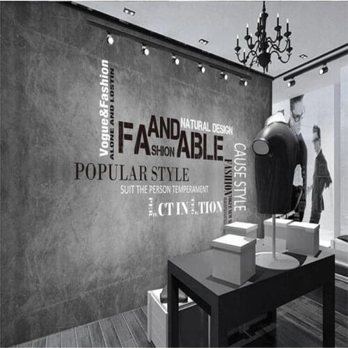 Custom Retro Industrial Style Mens and Womens Clothing Wall Paper Plain Storefront Decor Gray Background Mural Wallpaper 3D