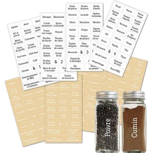 8 labels transparent waterproof kitchen food stickers jars kitchen version) spice (French food labels food food R0B8