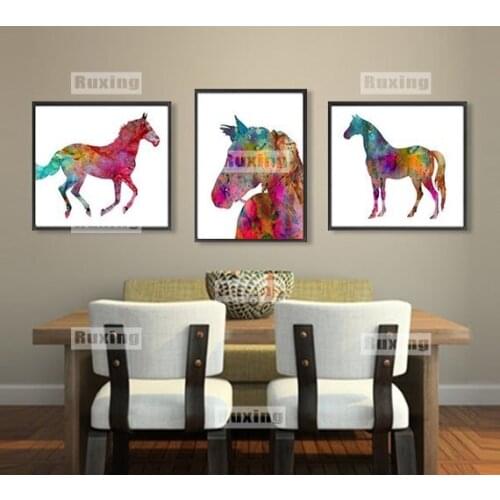 Ruxing 5D DIY Diamond Embroidery Color horse cartoon Square Rhinestone Sets Full Diamond Painting Cross Stitch Needlework