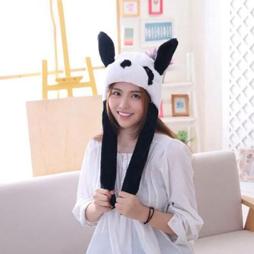 Panda Hat Ears Waggle Cute Funny Headgear Women Men Winter Warm Headwear Animal Cosplay Prop