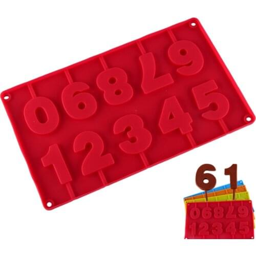 0-9 Numbers Shape Lolli Silicone Mold 3D Cake Tools Hand Made Sucker Sticks Chocolate Lolli Mold With Sticks Party Decoration