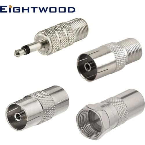 Eightwood F Type to TV Male Female to 3.5mm RF Coaxial Connector Adapter Kit (4-Pack) for AM FM Radio and Stereo Receiver