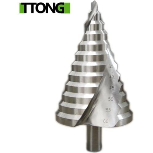 Step Drill Bit 1pc 6-60mm Spiral Groove Wood Metal Hole Cutter HSS Round Shank Step Drill Core Drill Bit