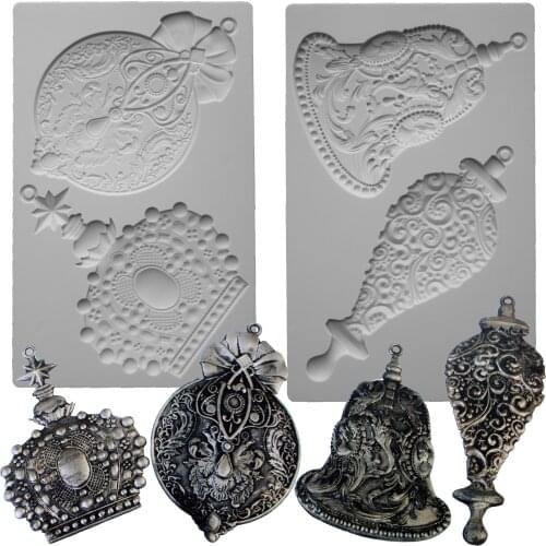 Victorian Adornments Silver Bells Silicone Mould Fondant Cake Decorating Mold Sugarcraft Chocolate Baking Tool For Cake Gumpaste